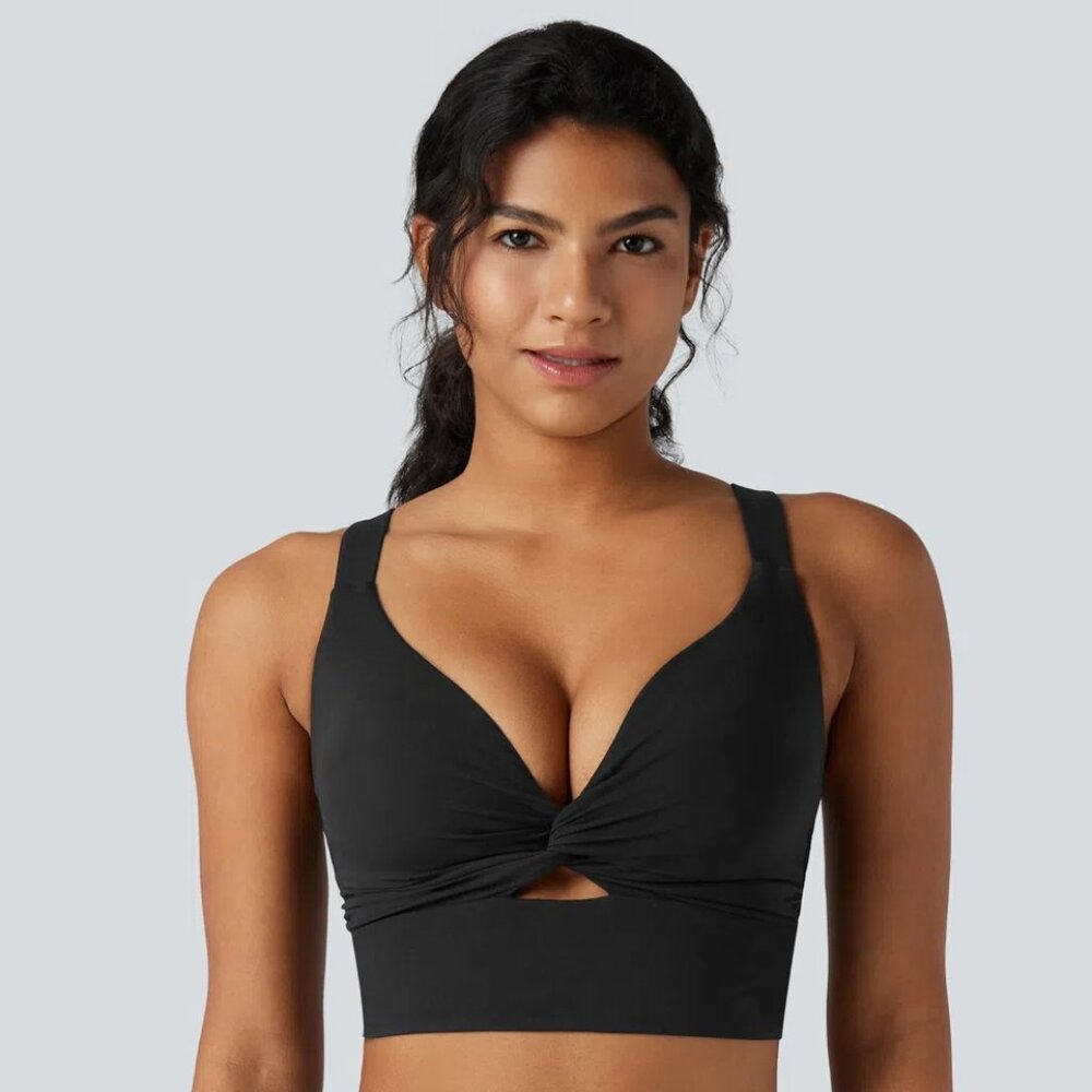 Halara UltraSculpt™ Light Support Molded Cups Push-Up Yoga Sports Bra Black